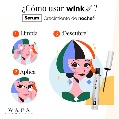 Wink Serum; crecimiento de pestañas y cejas - Wápa Cosmetics